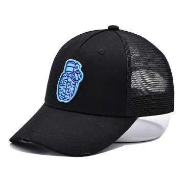 5 Panel Black Embroidered Patch Baseball Cap